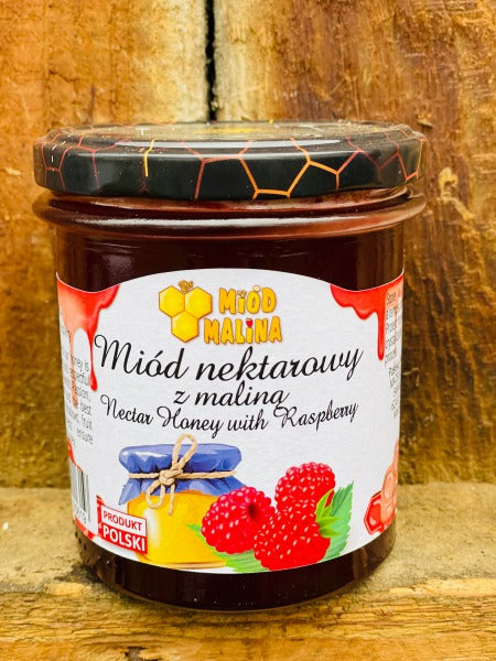 MIOD MALINOWY 450 G / honey with raspberry 450 g
