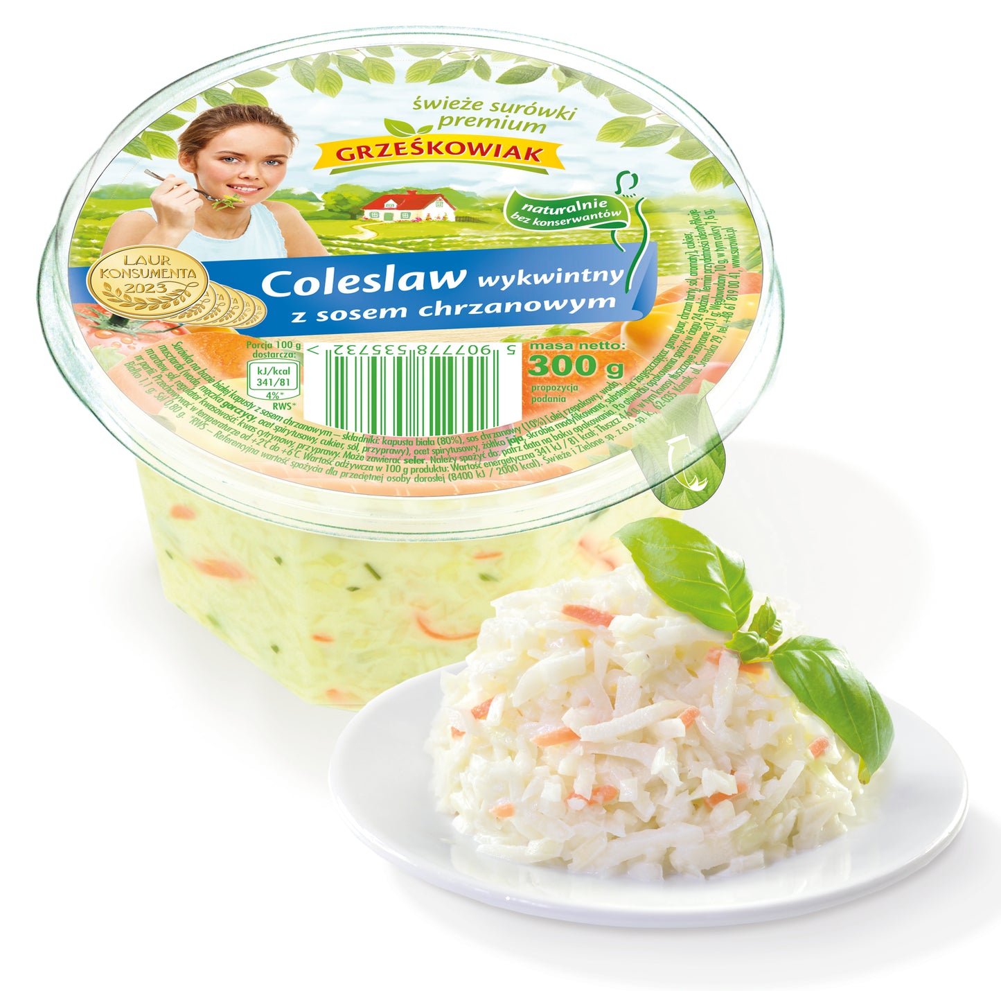 SUROWKA COLESLAW WYKWINTNY Z SOSEM CHRZANOWYM KUBEK 300G