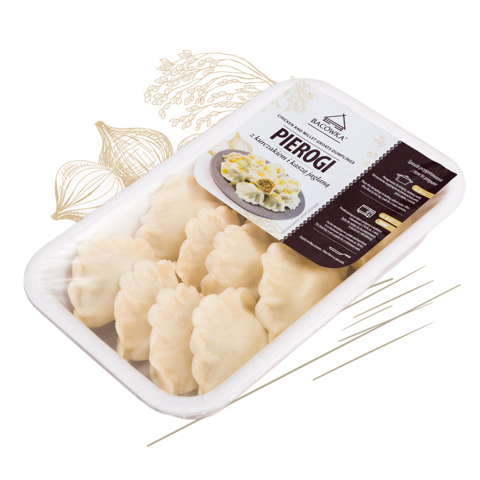 PIEROGI Z KURCZAKIEM I KASZA JAGLANA 400 G / dumplings with chicken and millet 400 g